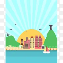 巴西旅游扁平风格海报背景素材