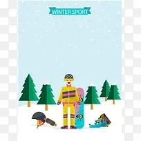滑雪小人矢量卡通海报背景素材