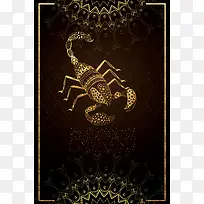 金色十二星座挂画天蝎座海报