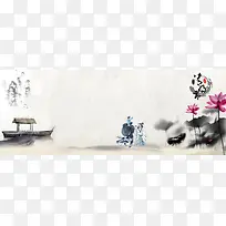 清明节质感纹理水墨中国风灰色banner