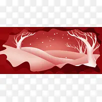 女装上新扁平剪纸风红色banner