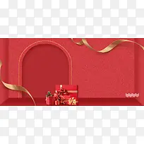 感恩节感谢有你红色烫金大气banner