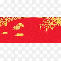 新年吉祥简约红金红色banner