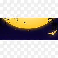 万圣节蝙蝠月亮简约黑色banner