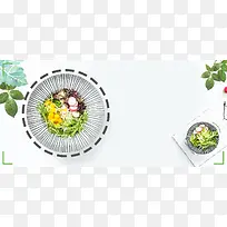 蔬菜沙拉简约灰色banner