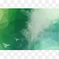 绿色飞鸟云雾纹理