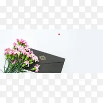 感恩节促销花朵简约灰色banner