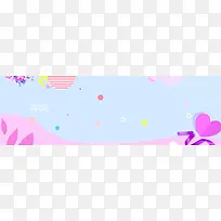 蓝色简约扁平几何心形banner背景