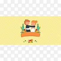 装饰婚礼纹理黄色banner背景