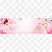 粉色唯美花朵化妆品背景图