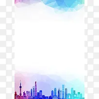 简约扁平城市建筑背景模板