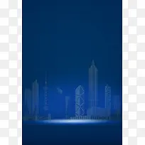 蓝色科技城市海报背景素材