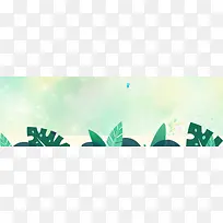 卡通手绘渐变绿色banner背景