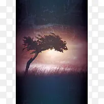 简约复古傍晚夜色广告