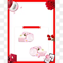 红色玫瑰浪漫七夕促销海报背景模板