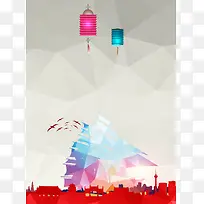 扁平帆船背景素材