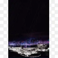 下雨水花城市背景