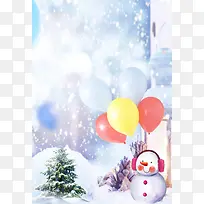 雪人主题背景圣诞背景海报背景