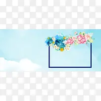 蓝色花朵服饰banner背景