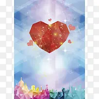 清新心形绽放海报背景素材