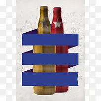 红黄啤酒瓶广告背景素材