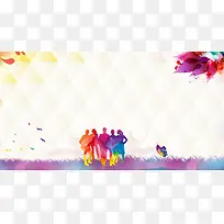 几何彩色人物剪影背景