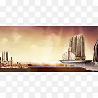 房地产招商海报banner促销背景
