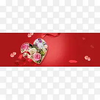 38妇女节约惠花朵渐变红色banner