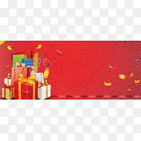 新年年会街简约红色banner