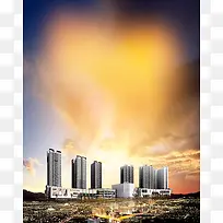 金色渐变商业地产背景图