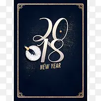 简洁2018新年快乐海报