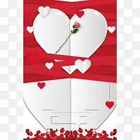 红色爱心折纸相约七夕情人节促销海报