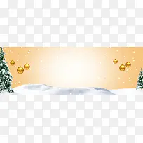 圣诞节圣诞树金黄色banner