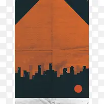 城市夜景橙色广告背景