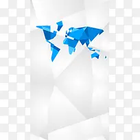 扁平化几何蓝色世界地图H5背景素材