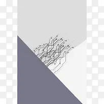 抽象几何点线灰白色简约商务科技海报