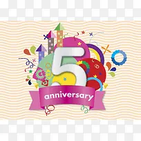 欧式商业5周年庆活动海报手绘背景素材