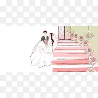 舞台婚礼简约手绘彩色banner背景