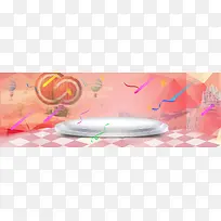 红色几何五一促销海报banner