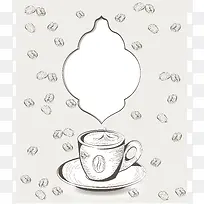 卡通手绘简笔画咖啡杯质感海报背景素材