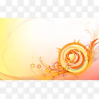 橘黄抽象花卉矢量背景