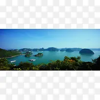 梦幻越南下龙湾旅游海报背景图
