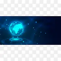 蓝色科技地球banner海报