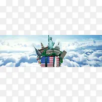 旅游美国梦幻蓝色banner背景