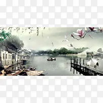 梦幻中国风水墨背景