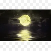 大气月光水面海报背景