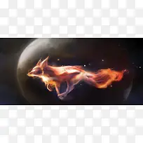 狐狸科幻红色影视海报背景