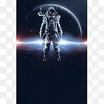 科幻宇宙宇航员平面广告