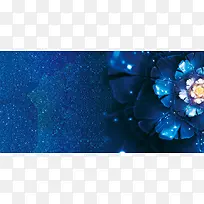 大气深蓝奢华星空花朵钻石促销活动广告背景
