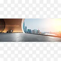 城市建筑阳光摄影图banner